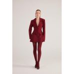 Holly Lolly Kadın Deja Blazer Ceket Bordo Dokuma Fit Kesim Cepli Regular Kalıp