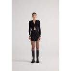 Holly Lolly Kadın Siyah Yırtmaçlı Mini Boy Panky Etek %65 Pamuk %35 Polyester XS Beden