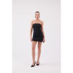 Holly Lolly Payetli Straplez Mini Genesis Elbise Siyah