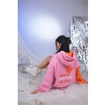 Holly Lolly Pembe Oversize Baskılı Kapüşonlu Lenora Kadın Sweatshirt