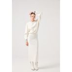 Holly Lolly Soft Dokulu Uzun Jacey Triko Elbise Beyaz - Standart