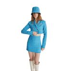 Holly Lolly Tüvit Kumaş Mini Tweed Etek Mavi