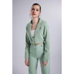 Holly Lolly Vatkalı Atlas Kumaş Crop Model Panky Ceket Yeşil