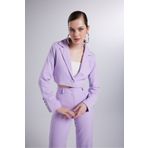 HOLLY LOLLY Vatkalı Crop Model Uzun Kol Blazer Panky Ceket Lila