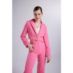 HOLLY LOLLY Vatkalı Crop Model Uzun Kol Blazer Panky Ceket Pembe