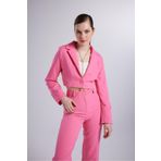 HOLLY LOLLY Vatkalı Crop Model Uzun Kol Blazer Panky Ceket Pembe