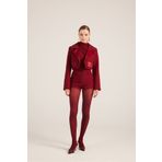 HOLLY LOLLY Yakası Saten Detaylı Camila Crop Blazer Ceket Bordo