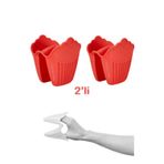 HOLLYHOME 2'li Silikon Cupcake Kırmızı Fırın Eldiveni, Tepsi Tutacağı, Mikrodalga Tutacak, Yanmaz Eldiven