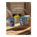 HOLLYHOME 4 Adet Sandy Desenli Bardak Renkli Plastik Su, Meşrubat Bardağı 300ml 10(h)x8x8cm