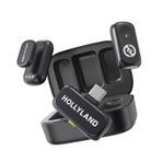 Hollyland LARK A1 Kablosuz Mini Mikrofon, iPhone 15/16 ve Android için, 48 kHz/24 bit, 3 Seviyeli Akıllı Gürültü Engelleyici, YouTube, Podcast, Vlog için Mikrofon (Siyah, 2TX + USB-C RX + Şarj Kılıfı)