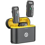 HollyView Hollyland Lark M1 kablosuz yaka mikrofonu, aktif gürültü azaltma, 200 m menzil, 8 saat pil ömrü, ultra mini taşınabilir, kablosuz takmalı mikrofon, DSLR kamera, iPhone, Android PC için (siyah)