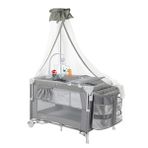 Holmer All in One Cibinlikli Dönenceli Alt Açma Üniteli Oyun Parkı Park Yatak Açık Gri