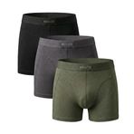 HOLOD Erkek Boxer Brief 3’lü Paket –%95 Organik Pamuk%5 Elastan – Esnek, Nefes Alabilir Premium İç Çamaşırı (3, Urban Green, L)