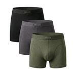 HOLOD Erkek Boxer Brief 3’lü Paket –%95 Organik Pamuk%5 Elastan – Esnek, Nefes Alabilir Premium İç Çamaşırı (3, Urban Green, XL)