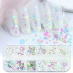Holografik Parlak Şeffaf Tırnak Süsleme Folyo Pulları Karışık Dizayn Kelebek Kalp Yıldızlar Nail Art