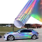 Hologram Gökkuşağı Rainbow Folyo Hava Kanallı Araç Döşeme Kaplama Folyosu 30 Cm X 1 Metre Folyo