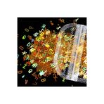 Hologram Harf Glitter 5gr Altın Renk, Epoksi Reçine Alfabe Holografik Tırnak Makyaj Süs Malzeme