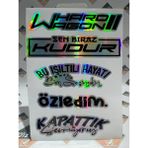 Hologram Kart Araba Arka Cam Yazıları 1 Adet Hologramlı Yeni Model - Gümüş - Siyah - 15,5*21,5