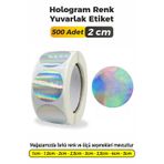 Hologram Renk Yuvarlak Kesim Etiket 2cm 500 Adet Çok Renkli