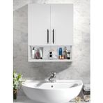 HOLTECH Ahşap Modern 2 Kapaklı Beyaz Lavabo Üstü Banyo Dolabı