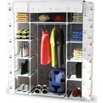 Holtech Çift Yandan Raflı Güçlendirilmiş Pvc Profilli Bez Dolap Kumaş Gardırop - Renkli