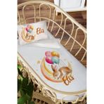 Homamia Isme Özel Anne Yanı 60X100 Beşik Uyku Nevresim Takımı Aydaki Balonlu Tavşan - 60 x 100 cm - Beyaz
