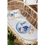 Homamia Isme Özel Anne Yanı 60X100 Beşik Uyku Nevresim Takımı Aydaki Mavi Ayı - 60 x 100 cm - Beyaz