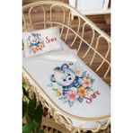 Homamia Isme Özel Anne Yanı 60X100 Beşik Uyku Nevresim Takımı Çiçekli Ayıcık - 60 x 100 cm - Beyaz