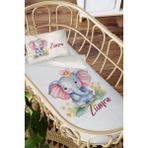 Homamia Isme Özel Anne Yanı 60X100 Beşik Uyku Nevresim Takımı Çiçekli Yavru Fil - 60 x 100 cm - Beyaz