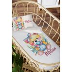 Homamia Isme Özel Anne Yanı 60X100 Beşik Uyku Nevresim Takımı Emzikli Ayıcık - 60 x 100 cm - Beyaz