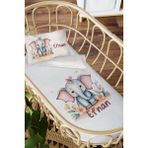 Homamia Isme Özel Anne Yanı 60X100 Beşik Uyku Nevresim Takımı Pembe Kulaklı Fil - 60 x 100 cm - Beyaz