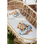 Homamia Isme Özel Anne Yanı 60X100 Beşik Uyku Nevresim Takımı Şapkalı Uyuyan Ayı - 60 x 100 cm - Beyaz