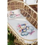 Homamia Isme Özel Anne Yanı 60X100 Beşik Uyku Nevresim Takımı Sevimli Ayıcık - 60 x 100 cm - Beyaz