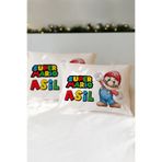 Homamia İsme Özel Baskılı %100 Pamuk Çocuk Yastık Kılıfı (50x70) Süper Mario
