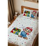 Homamia Isme Özel Tek Kişilik %100 Pamuk Nevresim Takımı Super Mario