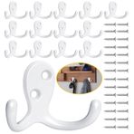 Homanu 14 Paket Elbise Kancası, Ağır Hizmet Tipi Çift Uçlu Ceket Kancaları Duvara Monte 28 Vidalı, Paslanmaz, Havlu, Mont, Çanta, Şapka, Fincan, Anahtar Asmak için Paslanmaz Beyaz Ceket Kancaları