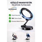 Hombak Manyetik Telefon Tutucu Araç İçi 360° Döner Premium Metal Stand Güçlü Mıknatıslı Telefon Tutacağı