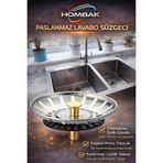 Hombak Paslanmaz Çelik Süzgeç Lavabo Evye Filtre Mutfak Gider Süzgeci Ve Tıkacı Çift Yönlü (8 CM)