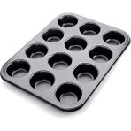 Home 12’li Muffin ve Cupcake Fırın Tepsisi – Yapışmaz Metal Kek Kalıbı, 12 Gözlü Muffin