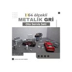 Home 1:64 ölçekli metalik gri maket diorama oto servis ekipmanları seti