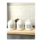 Home 3lü Seramik Sugar Tea Coffee Kavanoz Seti Kapaklı Tezgah Üstü Saklama Kavanozu set 1400 ML