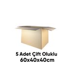 Home 5 Adet 60x40x40 Sağlam Taşıma Kolisi Çift Oluklu Boş Koli, Karton Kutu, Çeyiz Kutusu, Taşınma Kolisi