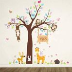 home accessories asia hayvanlı zürafa fil tavşan geyik maymun baykuş kirpi çocuk odası dekor ev duvar sticker pvc