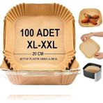 Home Airfryer Pişirme Kağıdı,xl-Xxl Büyük Boy, Kare, 100 Adet Hava Fritöz Parşömen Fırın
