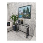Home Alin Decoration - Metal Dekoratif Dresuar, Konsol Masası Mat Siyah Renk - Şeffaf Temperli Cam