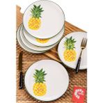 Home Ananas Dekorlu 21CM 6'lı Pasta Tabağı Seti