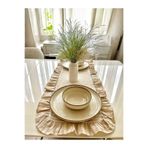 HOME ART ATELIER hand made Fırfırlı Vintage Keten Runner - 40x110
