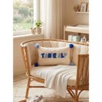 Home Art Paris Erkek Çocuk Isimli Punch Nakışlı Bebek Yastık Kılıfı - Ponponlu 30X50 cm - Sadece Kılıf - Bej
