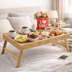 home bambu katlanır kahvaltı masası yatak üstü servis tepsisi sunum tepsisi laptop çalışma masası 50x30x19cm - 50 x 30 x 19 cm