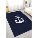 Home Beyaz Çapa Desenli Yıkanabilir Kaymaz Taban Çocuk Odası Halısı